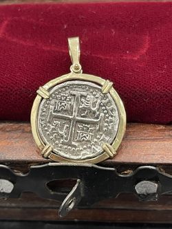 Atocha Shipwreck Coin Pendant In 14kt Gold Bezel 