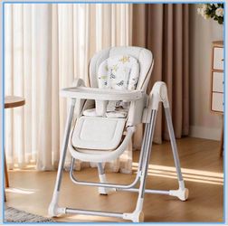 3 in 1 Baby High Chair, Portable Foldable Infant High Chair with Adjustable Height, Lockable Wheels