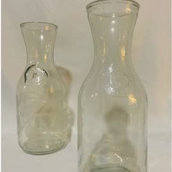 Two Antique Glass Milk Bottles 
