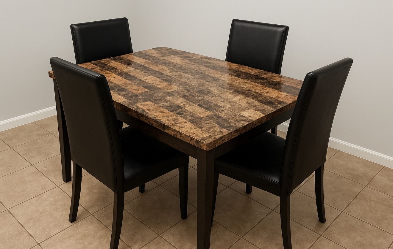 5 Piece Dining Table Set Marble