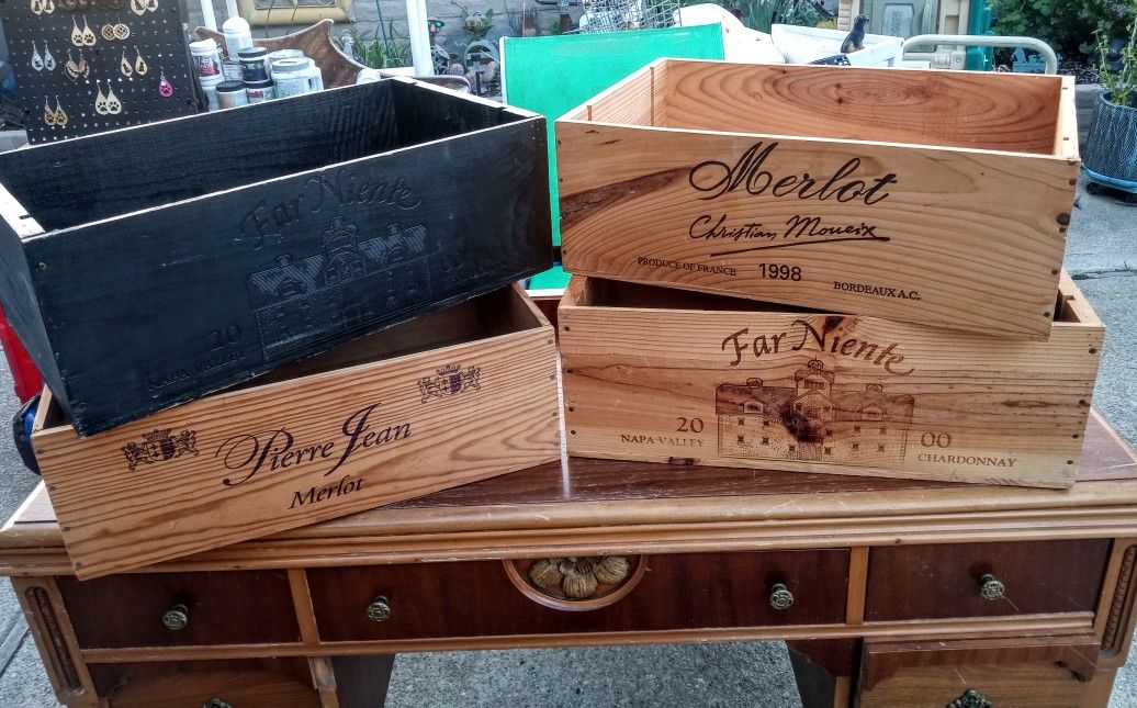 VINTAGE WOODEN WINE BOXES 2 FOR $30