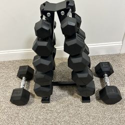 210 Pound Dumbbell  Set With Rack