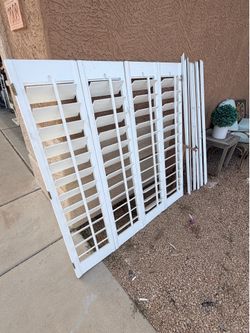 Set (2) White Wood Window Shutters with Frame - 28.5” x 56.5” Each