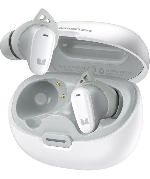 Monster N-Lite 206 Bluetooth Earbuds, True Wireless Earbuds with Clear Talk, Bluetooth 5.4 Earphones Headphones Built-in Mic, Touch Control, Comfortab