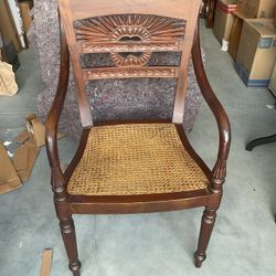 Antique Teakwood Rattan Armchair