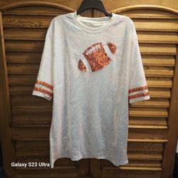 $20  OR MAKE OFFER!  BRAND NEW!  FOOTBALL SEQUINED DRESS    SIZE LARGE