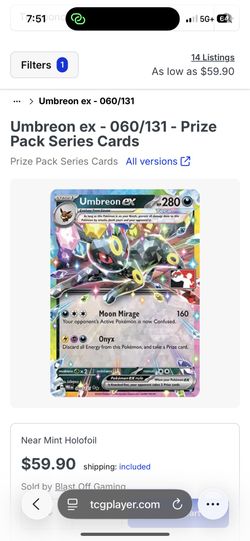 Umbreon EX - Prize Pack Series Card