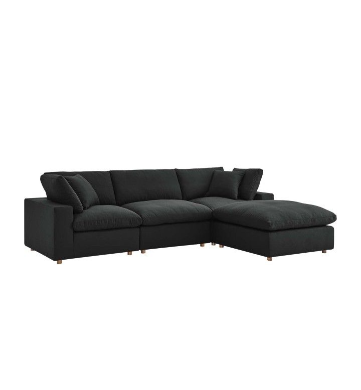 Commix Down-Filled 4-Piece Sectional Sofa-Black