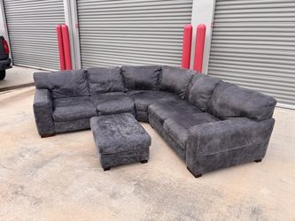 FREE DELIVERY Italian Genuine Leather Sectional Couch + Matching Ottoman (Retail $5,400+)