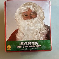 Santa Beard, Wig, Glasses And Top Costume Outfit 