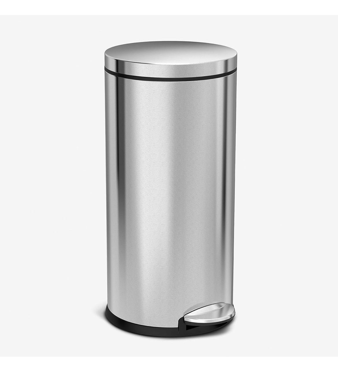 30 Liter / 8 Gallon Round Step Trash Can, Brushed Stainless Steel,15.1 x 12.4 x 25.6 inches