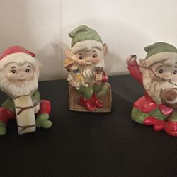 vintage Christmas elves - homco - set of 3