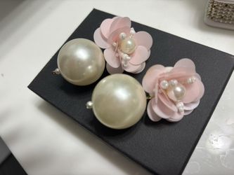 Earrings With Flower And Pearl .new Handmade
