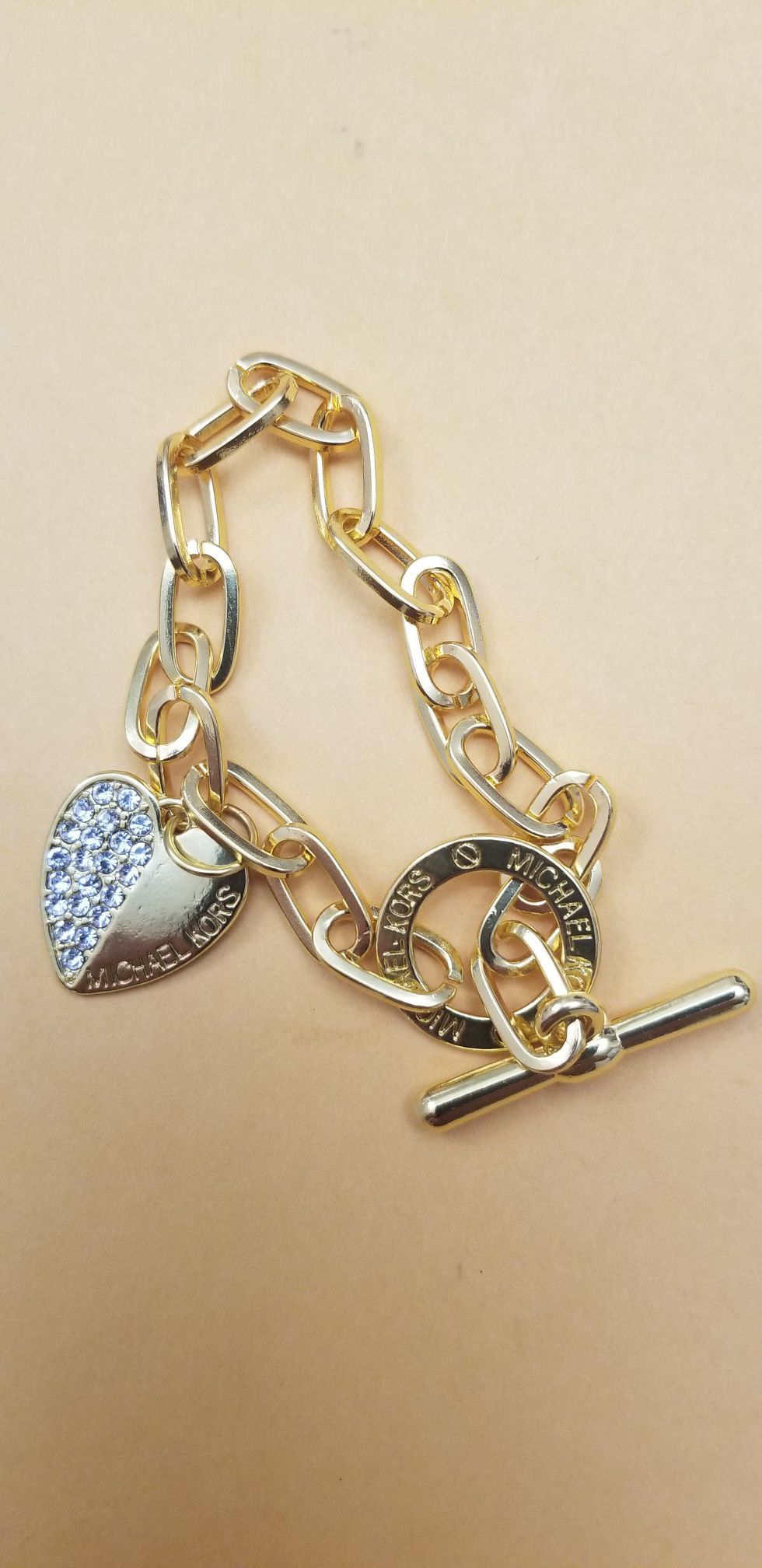 MICHAEL KORS Gold-Tone  Heart Chain Toggle Bracelet