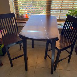 Solid Wood Dining Set - Bar Height Table with 2 Chairs - Delivery Available for a Fee - See My Other Items 😀