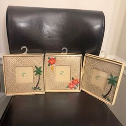 Woven Tiki Wicker Photo Frame Vintage Ads Royal Hawaiian Estates