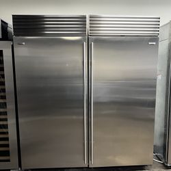 Sub Zero 72”Wide Built In Stainless Steel Side By Side Refrigerators Set