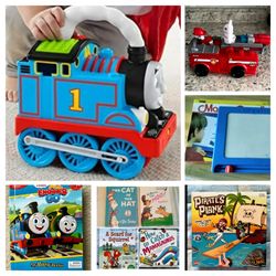 Toys, books, etc. Prices vary