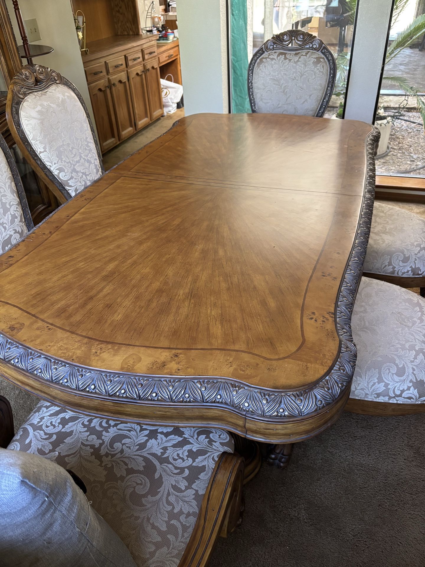 6pc chairs dining table set and cabinet