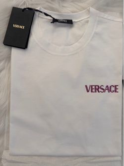New Versace Logo Series Crystal Embellished Cotton T-Shirt