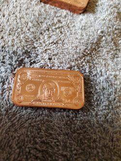1 OZ COPPER  BAR TRUMP 45 DOLLAR  BILL DESIGN