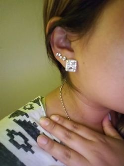 Gorgeous Sterling silver Big studs cz