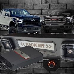 SOLO X 8” SUBWOOFERS  CUSTOM PORTED BOX KICKER AMP WIRES INSTALLED SILVERADO OR SIERRA 2019-2026