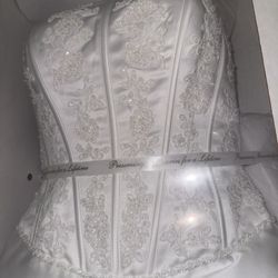 Strapless Beaded Lace Corset Gown Dress