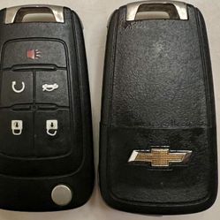 Chevy Key Fob SET OF TWO Bowtie Logo  5 Button Remote/Flip Key