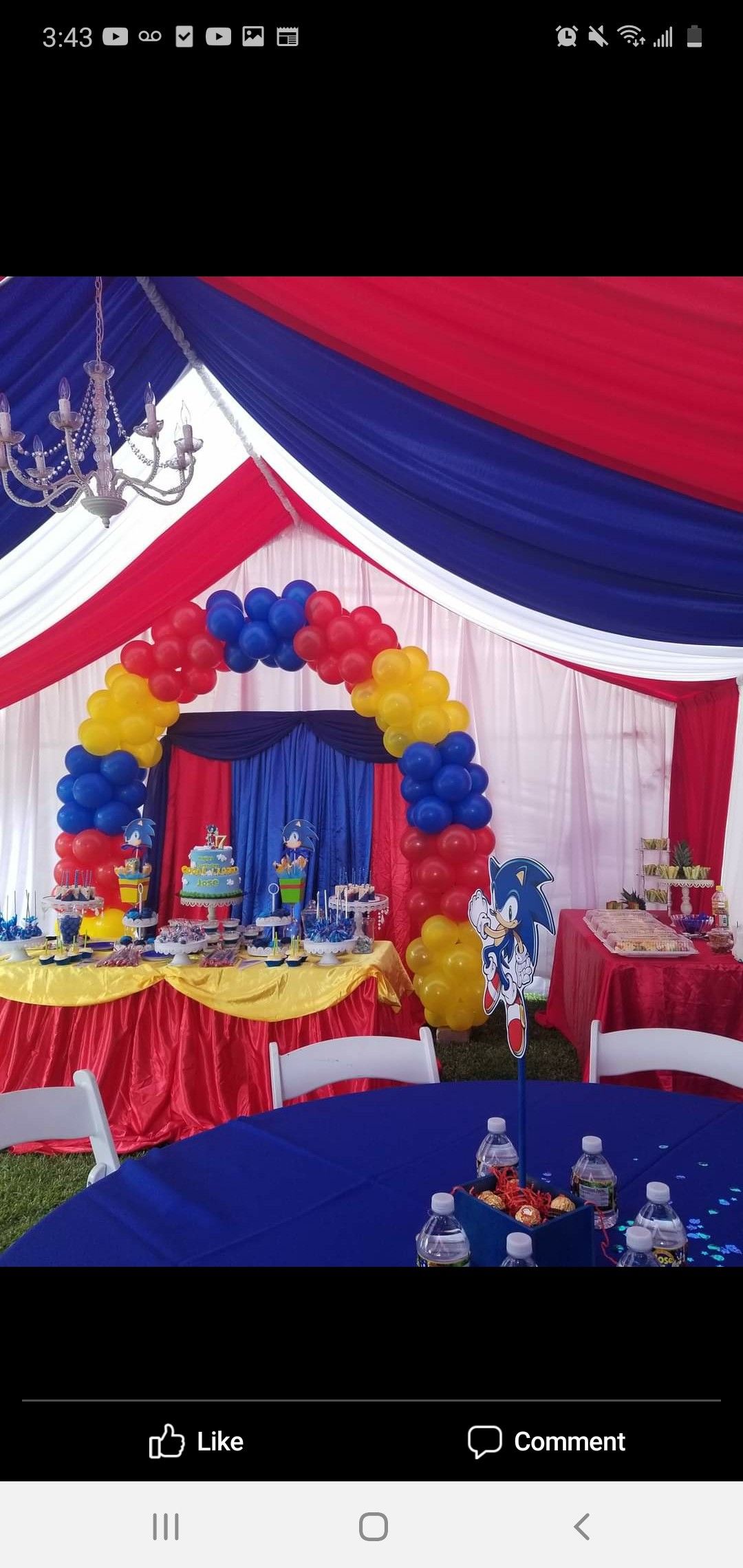 Party decoration balloons decoration candy table sonic the hedgehog party theme