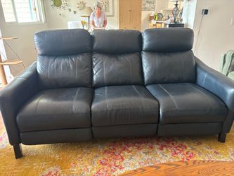 Navy Blue Leather Recliner Sofa