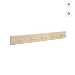 Mainstays 27 in. Wall Mounted Unfinished Wood Hook Rack, 5 Pegs