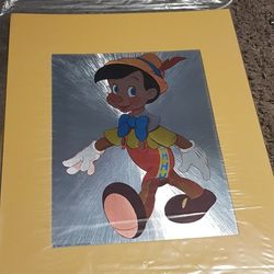 Vintage 1980s Production Disney's Foil Art Picture Of Pinocchio