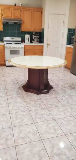 Solid Wood and stone dining room table