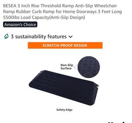 3 Inch Rise Threshold Ramp Anti-Slip Wheelchair Ramp Rubber Curb Ramp for Home Doorways 3 Feet Long 5500lbs Load Capacity(Anti-Slip Design)
