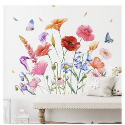 Floral Decals Wall Decor Flowers Stickers Decoration 2 Packs Of Each Visual 