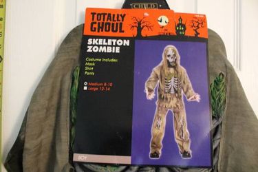 Skeleton Zombie Child Costume Totally Ghoul 8-10 12-14 NIP Halloween - NO Mask