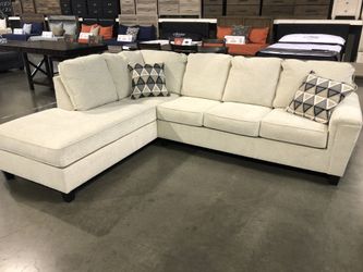 Cream Chenille Fabric 2Pc Sectional Sale