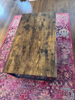 Rustic Wood Coffee Table with Metal Frame