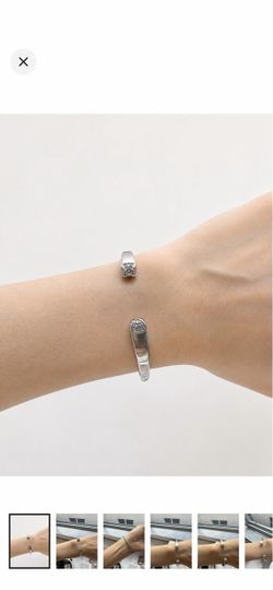 Michael Kors Silver-Tone Open Cuff Bracelet with Crystal Tips