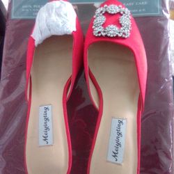 Size 38 Red Dress Up Church Shoes High Heel