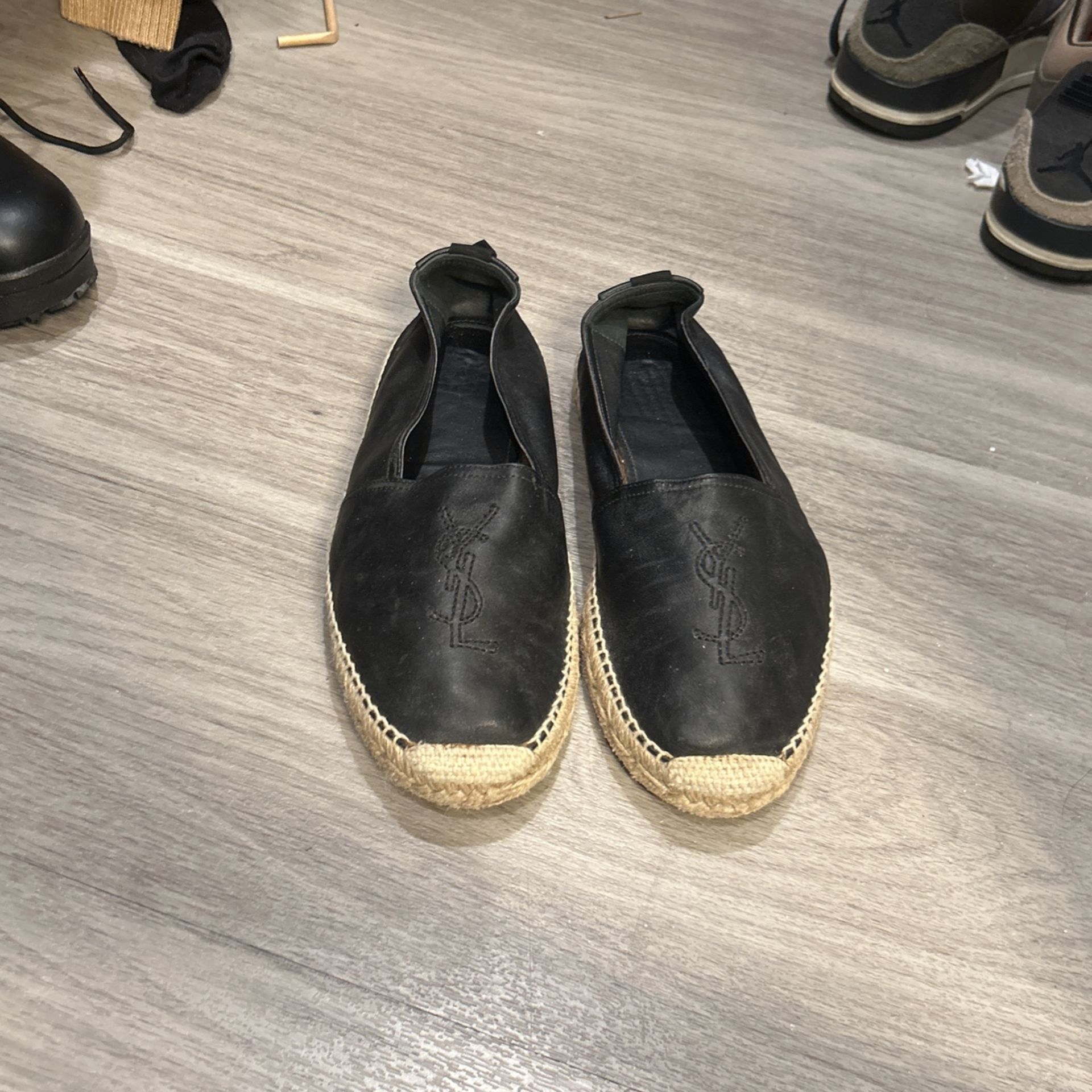 YSL Slip On Shoes Unisex Black Size 42 (European) Size 8 Us