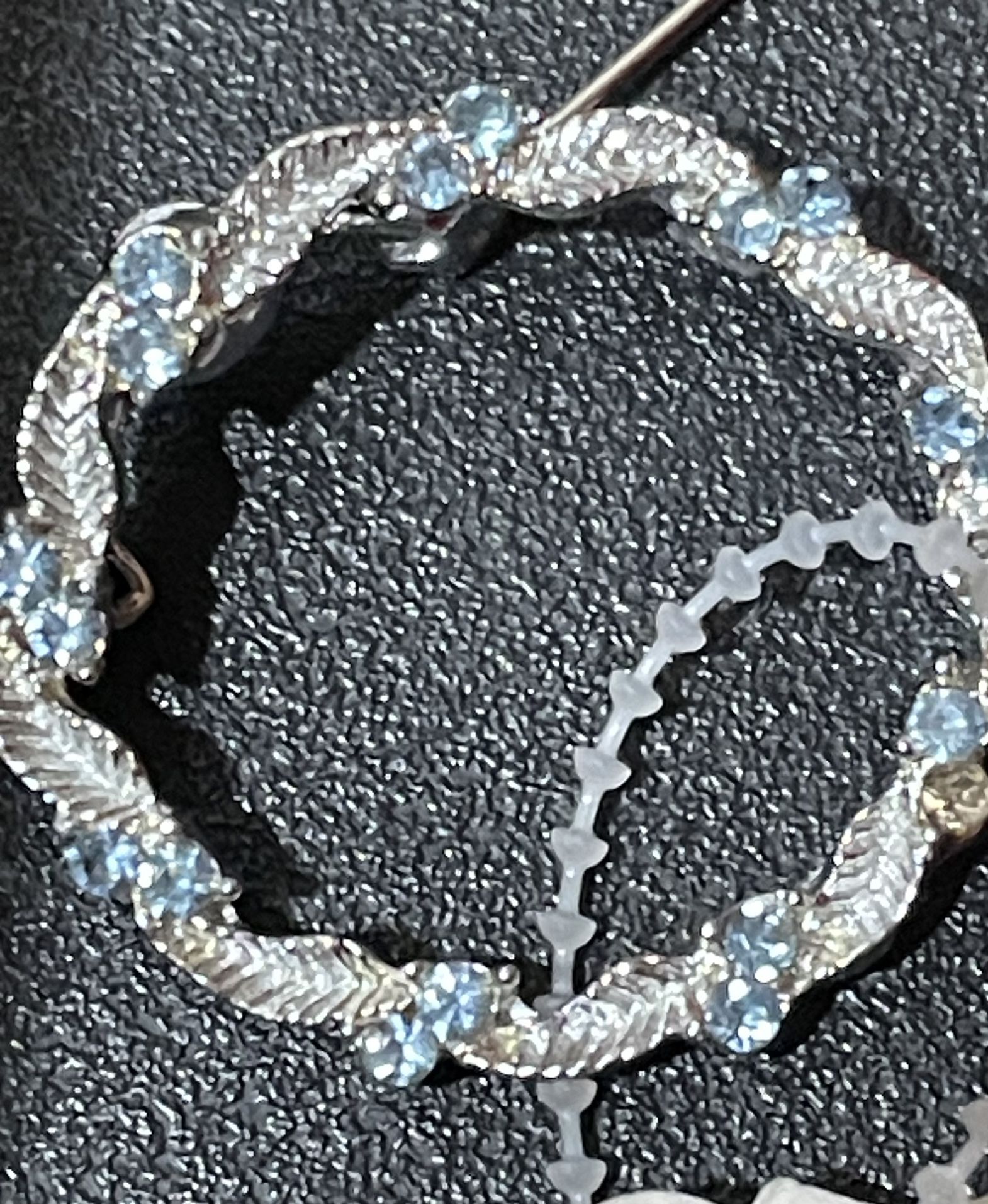 Circlet Brooch Frosted Icy Silver Tone Bright 16 Blue Crystals By Gerry's 1960