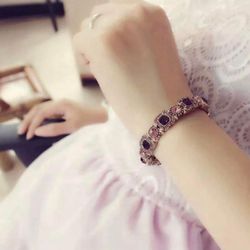 Pink & purple diamond bracelet stretch bracelet women jewelry Rhinestone Crystal Chains