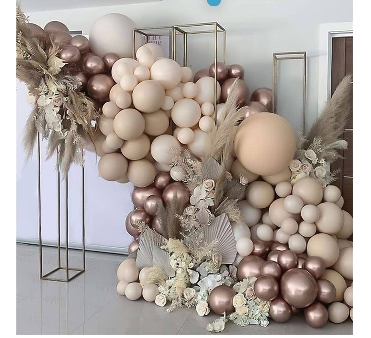 167Pcs Boho Balloons Garland Arch Kit - Double Stuffed Nude Neutral, Chrome, Champagne, Ivory, Beige, Cream, Peach Balloons - For Bridal & Baby Shower