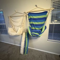 New In 📦 Hammock Chair Hanging Rope Swing - Max 500 Lbs - 2 Cushions Included - Steel Spreader Bar 
