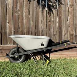 Gorilla 6 cu. ft. PRO Heavy-Duty Steel Tub Wheelbarrow, Steel Braces and Handles, Easy Pivot/Dump Design, 16 in. Pneumatic Wheel 