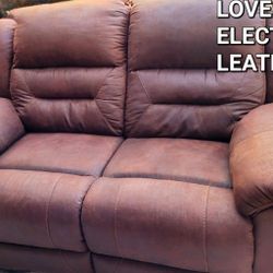 Leather Electric Reclining Sofa & Loveseat