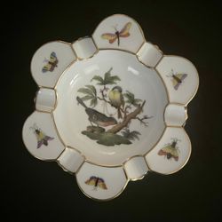 Vintage Herend Hungary “Rothschild Birds” 6” Ashtray