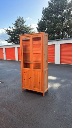 IKEA Tall Wooden Cabinet w/ Glass Doors